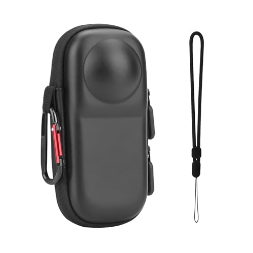 BRDRC Portable Kleine Tasche für Insta360 X4 (für Original Objektivkappe), Tragetasche Schutzhülle Hartschale Reiseschutz mit Handgelenkriemen Karabiner für Insta360 X4 Kamera Zubehör - PU