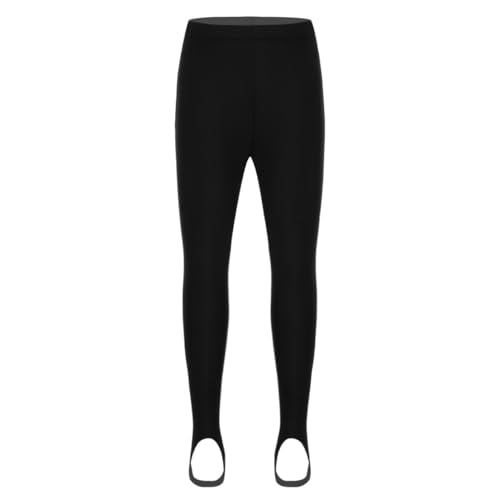Yeahdor Kinder Mädchen Sport Leggings Glitzer Lange Hose Trainingshose Yoga Strumpfhosen Sport Gymnastik Ballettkleidung H Schwarz mit Steg 110-116