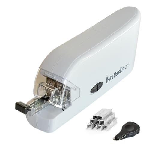 Kissdeer Elektrischer Heftgerät mit 1000 Heftklammern & Heftklammerentferner, kompaktes handflächiges Design, 20 Blatt Kapazität, AC-Adapter/batteriebetrieben, ideal für Schule oder Büro, passend für