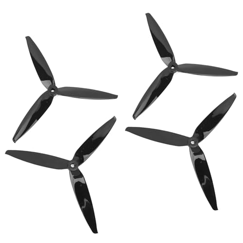 Culnflun RC Tri Blade Propeller, 4 Dreiblättrige CW & CCW Polycarbonat Dreiblattpropeller, Kleine Propeller für 7" & 8" FPV RC Racing Drohnen (Schwarz)