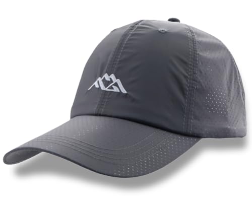 Himozoo Schnelltrocknende Laufmützen, Kühlende, Atmungsaktive Baseballkappe, Dad Truck Hat Mit Berggipfel-Stickerei Für Den Außenbereich, Stretch-Laufmütze Mit Weicher, Langer Krempe (Silbergrau)