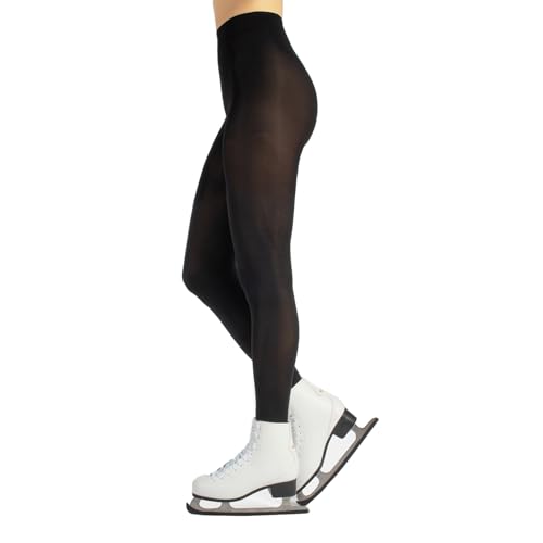 CALZITALY Damen Eislaufstrumpfhose, Eislaufstrumpfhose, Eiskunstlaufstrümpfe, Blickdichte Damenstrumpfhose, 80 DEN, Roller, Ice, Made in Italy (Schwarz, M)