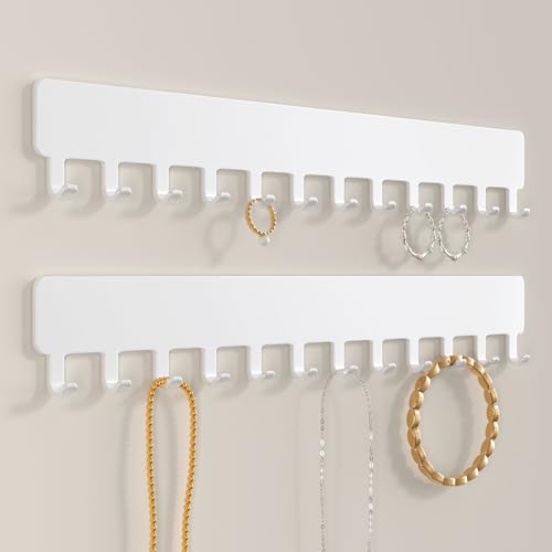 Josmimic Wand Ketten Aufbewahrung Schmuckaufbewahrung: Kettenhalter Kettenaufhänger Ketten Aufbewahrung Hängend Schmuckhalter Wand Weiß 2 PCS