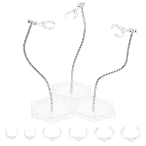 FINGERINSPIRE 3 Stück Transparenter Actionfigurenständer Actionfiguren Displayhalter Ständerbasis Mit 12 verstellbaren Taillenclips Kompatibel Mit HG RG BB Gundam Toy Doll Stop Motion Halterständer