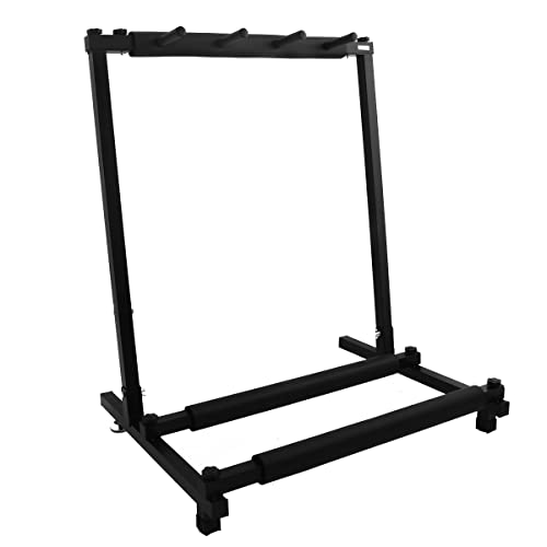 Cozyel 3-Fach Gitarrenständer Multistand Gitarrenstativ Mehrfach Gitarrenhalter, Faltbar mit Rollen, Guitar Stand, Multi-gitarren-rack für Akustikgitarre, Klassik Gitarre, Akustikbass, E-Gitarre