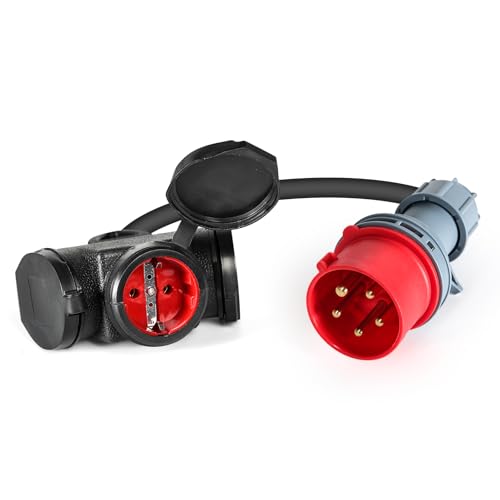 CEE Adapter 16A 400V Male Stecker auf 3x230V Stecker CEE auf Schuko Adapter mit 3 * 2,5mm² Starkstromkabel IP44 Hochstromsplitter für Caravan-Yacht-Ladewandlung, industrielle Stromwandlung.
