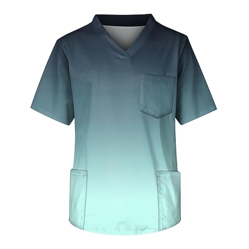 Tshirt Herren Weiss Tanktops Frauen Poloshirt V-Ausschnitt Musterdruck Pflege Große Größen Kurzarm Schlupfhemd Mit Taschen Locker Freizeithemden Kompressionsshirt Hawaii Hemd (Himmelblau, 4Xl)