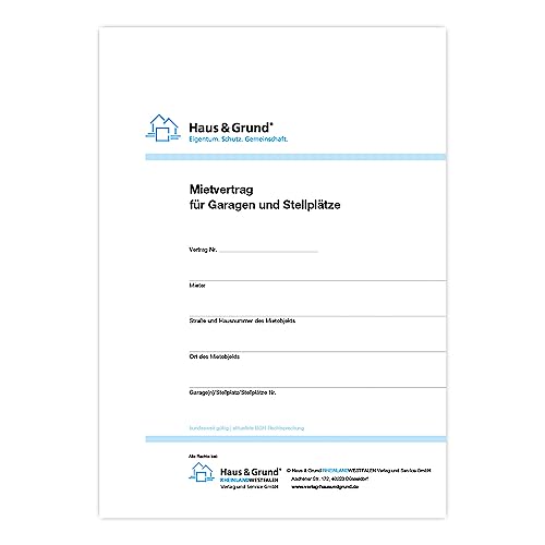 Haus & Grund Mietvertrag fuer Garagen und Stellplaetze (1 Satz, 2 Exemplare)