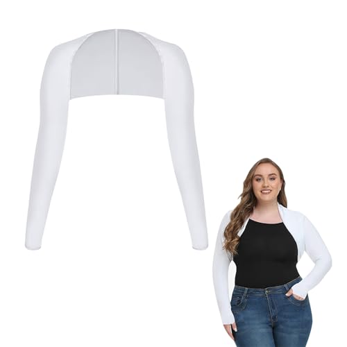 Saituo Home Uv Schutz Kühlende Manschette Eisseide Armstulpen Arm Sleeve,Bequem und Atmungsaktiv,mit Fingerlöchern,Kurze Sonnenschutzoberteile,Unisex,Geeignet zum Bergsteigen,Fahren,Angeln usw(Weiß)