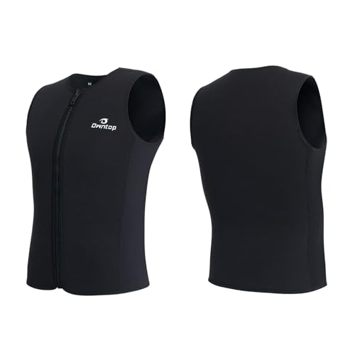 Owntop Neoprenanzug Oberteil Männer | 3mm Thermische Ärmellose Neoprenweste | Neoprenanzug Jacke | Warm Bequem | Surfen Schnorcheln Schwimmen Tauchen | Herren Schwarz 3XL