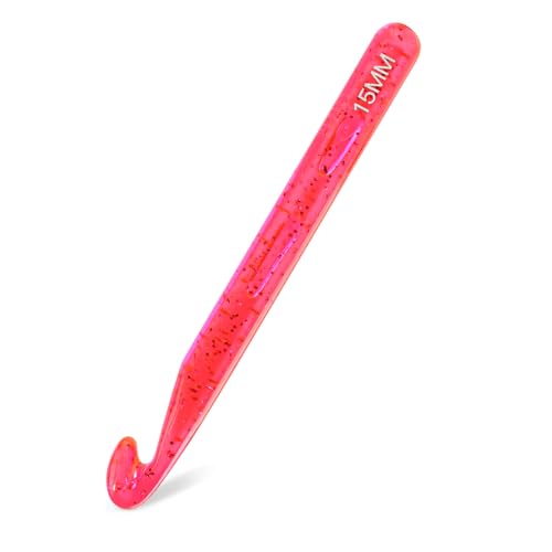 Häkelnadeln, 15mm große Häkelnadeln, Häkelnadel mit ergonomischen Griffen für Anfänger, transparente Häkeln zum Stricken von Decken, Teppichen und Schals aus dickem Garn