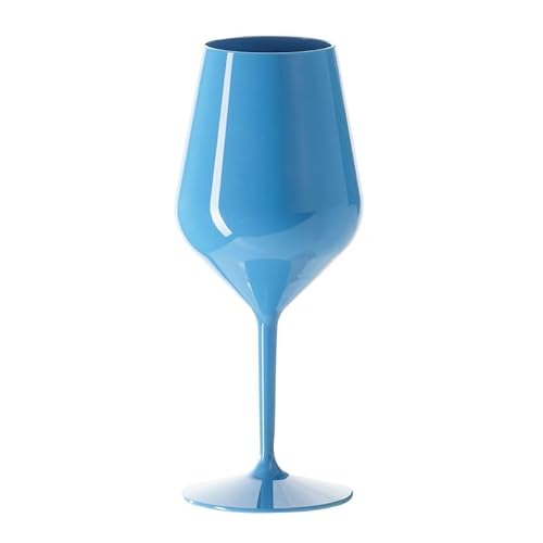 Mehrweg Wein Cocktail Gläser Spritz bunt Tritan 470ml Wiederverwendbar Kunststoff unzerbrechlich, Farbe:Blau, Stück:6 Stück
