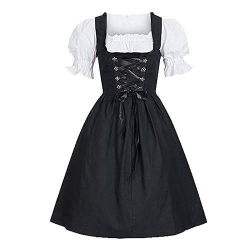 Generisch Halloween Damen Dirndl Kleid Dirndlkleid Spitzen Deutsches Kleid Für Damen In Übergröße Mit Eckigem Ausschnitt Deutsches Dirndl Kleid Uniform Set Karneval Midi Trachtenkle