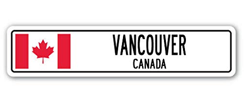 TNND New Vancouver Kanada Straßenschild Kanadische Flagge City Country Road Wall Street Sign 10,2 x 40,6 cm