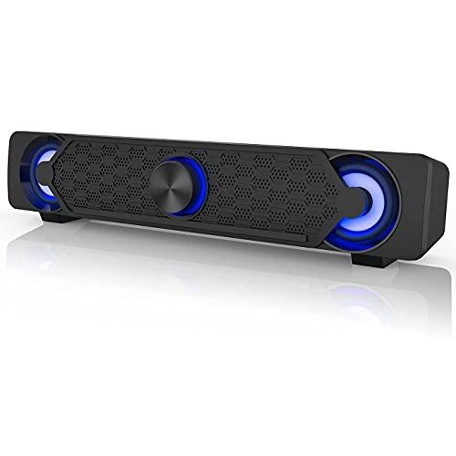 Smalody Soundbar, USB-Soundbar, Gaming-Lautsprecher mit coolen LED-Lichtern, Multimedia-Lautsprecher, perfekt für PC-Spiele, Computer, Desktop, Laptop