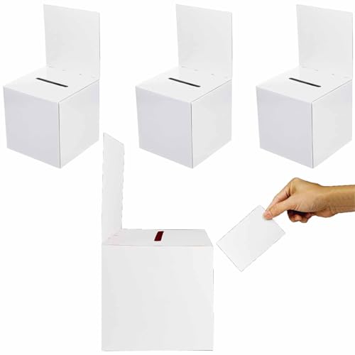 3 Stück Tombola-Boxen aus Karton, Vorschlagsboxen, Spendenboxen mit Schlitzen, abnehmbaren Köpfen für Spendenaktionen, Vorschläge, Sammeln, Visitenkarten, Wahlwettbewerb