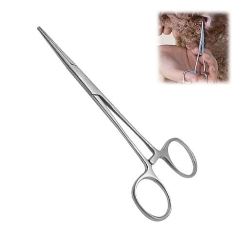 Pinzette für Ohrenhaare für Haustiere,Arterienklemme,Pinzette aus Edelstahl,Gebogene Hundeschere,Edelstahl Haustierzange Hämostatische,Zum Entfernen Tierhaaren,Ohrreinigungs für Haustiere,12.5cm