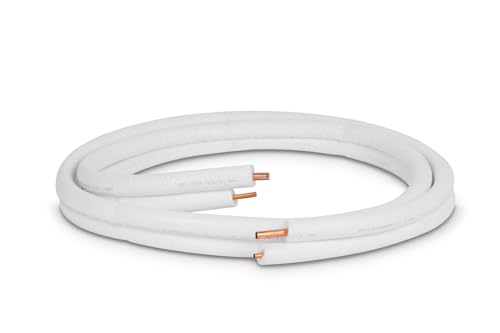 Kupferrohr-Kälterohr 1/4" + 3/8" / 15 m ohne Überwurfmuttern, auf Länge geschnitten, ideal für 9000/12000 BTU Geräte, fachkundige Beratung durch die Installationsfirma für jeden Käufer