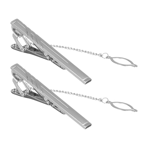 DEARMAMY 2 Stücke Business Formale Reversclip Krawattenstange Krawattennadel Hutclips Krawattenklammern für Männer Krawattenklammer aus Metall Krawattenklammer für Damen Eisen Silver