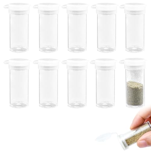 10 Stück Salzstreuer Klein, 6g Mini Salzstreuer Gewürzstreuer Plastik Salzstreuer mit Deckel Mini Gewürzstreuer, Salz und Pfefferstreuer Klein Reise Gewürzstreuer für Camping Gewürze Set