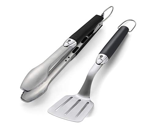 Weber-Stephen 6645 Grillbesteck Kompakt 2-teilig, Edelstahl, schwarz