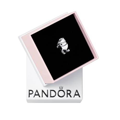 PANDORA Moments Ski-Pinguin Charm aus Sterling Silber mit Zirkonia, Kompatibel Moments Armbändern, 792988C01