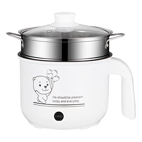 Sharplace Mini Hot Pot Ramen Cooker Antihaft-tragbare elektrische Mehrzweckpfanne für Home Office Dorm, mit Dampfgarer Weiß