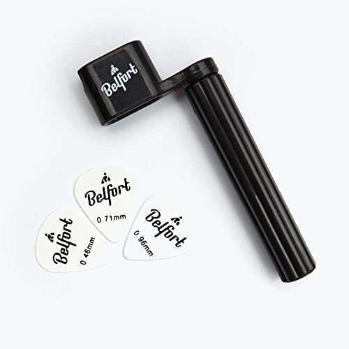 BELFORT® Premium Saitenkurbel BONUS: 4 Plektren + inkl. eBook Saitenspindel für schnelleres Saiten wechseln Für Westerngitarre, Akustikgitarre, Konzertgitarre, Klassische Gitarre + E-Gitarre (Schwarz)