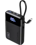 INIU 45W Power Bank, 20000mAh Klein Powerbank mit Integriertem USB-C Kabel, Minigröße Externe Handyakkus USB-C In&Out, Klein Aber Stark für iPhone 16 15 14 13 Laptop Samsung Xiaomi Redmi iPad etc