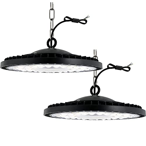 Jefedana 2pcs-300W LED Strahler Industrielampe,30000LM UFO LED Werkstattlampe IP65 LED High Bay Licht, UFO LED Werkstattlampe 6500K Kaltweiß Hallenbeleuchtung für Werkstätten Industrie Fabrikhallen