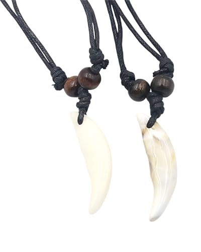 TPZORJX 2 Stücke haifischzahn kette,surfer kette,haifischzähne-Anhänger-Halsketten，Mädchen-Jungen-Halsketten, Anhänger-Halsketten, Halsketten, haizahn kette，Frauen Halskette,Surferkette Herren