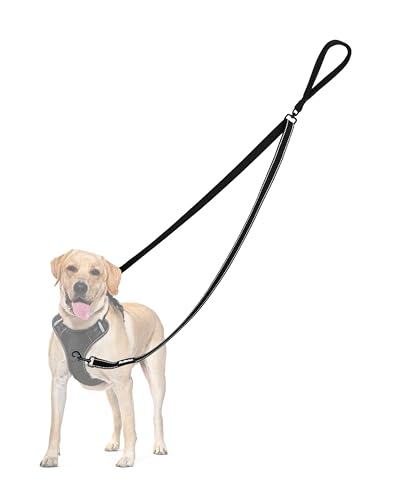 PetBonus No Pull Anti-Zieh Hundeleine, Keine Verwicklung hundeleine für Anti-Zug Geschirr, Reflektierend Hundeleine zum Trainieren und Gassi gehen für große mittlere Hunde (Schwarz)