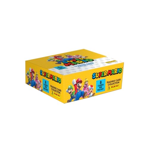 Panini 13385 Super Mario Trading Cards Box mit 18 Hüllen (8 Karten) Stickertüte, Mehrfarbig, OneSize