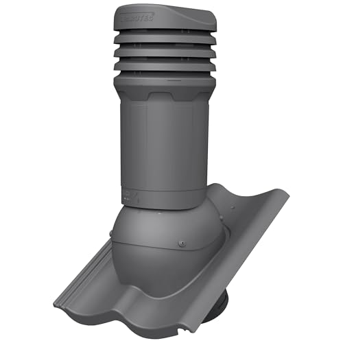 Parotec Isolierter Entlüftungskamin DN 125 mm für CREATON - GÖTEBORG Dachziegel – gedämmter passiver Dachlüfter, verhindert Kondenswasser (RAL 7024 - Graphit)