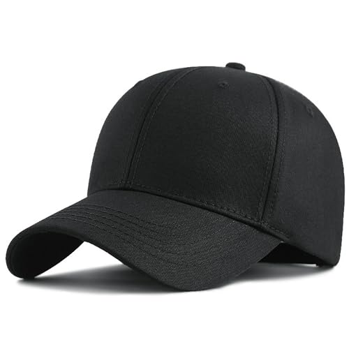 YTNKIV Oversize Big Head Hat XXL Unisex Baseball Cap Large Head Hat Unisex Sonnenhut Plus 23.6"-25.5" (60-65cm), Schwarz , Einheitsgröße