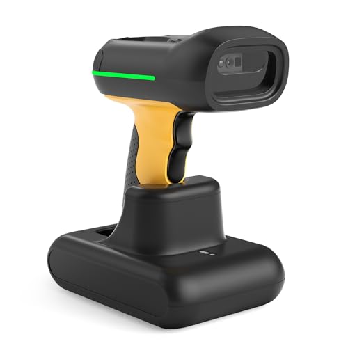 Inateck Industrial Barcode Scanner Kabellos, 2D QR Code Scanner mit intelligenter Ladestation, IP67 wasserdicht und staubdicht, Barcode Leser mit 2600mAh Akku，Handscanner mit App & SDK, BCST-75S