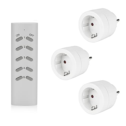 SEC 24 Funksteckdosen mit Fernbedienung,3680 Watt Funksteckdose,Programmierbar Schaltbare Steckdose,3 Steckdosen mit 1 Fernbedienung,für Innen Weihnachtsschmuck und Haushaltsgeräte,Weiß