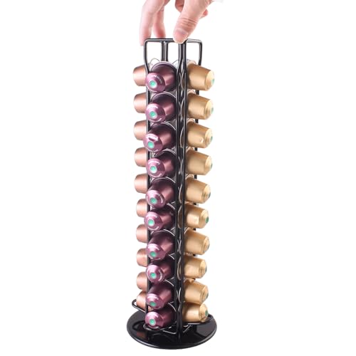 SEVENLINE Kaffeekapsel-Halter, kompatibel mit Nespresso-Original-Kapseln, Karussell-Aufbewahrungsregal, Kapsel-Organizer für 40 Kapseln (schwarz)