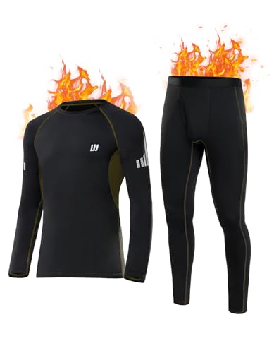 SIMIYA Thermounterwäsche Herren Skiunterwäsche Funktionsunterwäsche Ski Unterwäsche Thermowäsche Thermal Underwear Men Winter Unterwäsche Männer(Schwarz-01,XL)