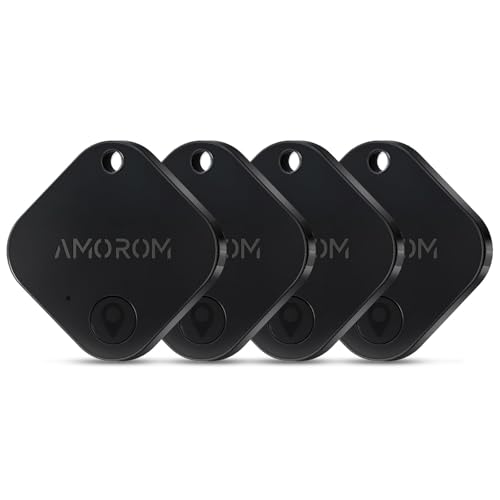 AMOROM Air Tag Tracker Bluetooth Schlüsselfinder (2025 Upgrade-Version), Kompatibel mit iOS/Android-Geräten, Telefonfinder, In der Nähe Finden, Laute Souns, Für Schlüssel/Brieftasche/Rucksack, 4 Pack