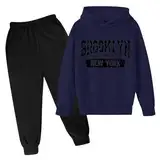 Generisch Kinder Anzug Set Junge Kinder Jungen Sport Kleidung Set Langarm Sportshirt mit Hose Loose Fit Fußball Basketball Sportanzuzg Trainingsanzug