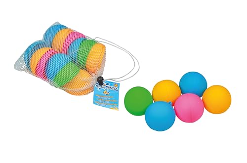 PUSTEFIX - 46010106 - Water Splasher - Wiederverwendbare Wasserbomben | 6 Flexible & weiche Bomben Schnelles Befüllen | Inkl. praktischer Netzbeutel | Unendlicher Wasserspaß