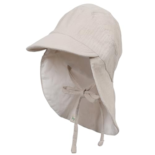Petinard Label Musselin Schirmmütze Sonnenhut mit Nacken- und Ohrenschutz UV-Schutz (UPF 50+) für Babys und Kinder Unisex