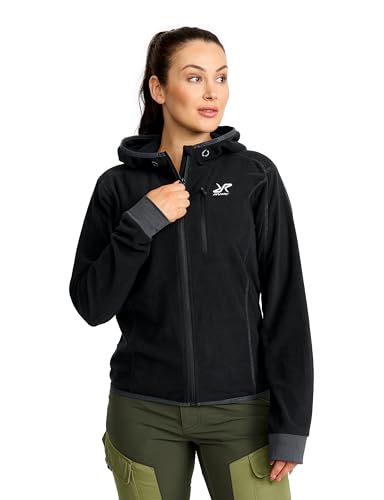 RevolutionRace Trekker Hoodie für Damen, perfekt für Wanderungen und Outdoor-Abenteuer, Black/Anthracite, XL
