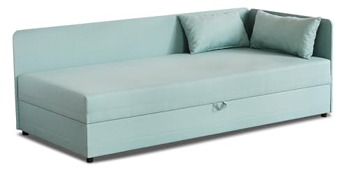 Bonni24 Einzelbett mit Staukasten Jugendbett Einzelbettsofa mit Bettkasten Hirek (Minze, 80x180)