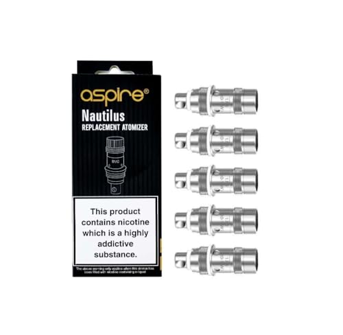 Aspire Nautilus Ersatz Zerstäuber Köpfe, Verdampferkopf echte Original Authentic Aspire Nautilus BVC Coil 1.8 ohm - 5 Stück, Ohne Nikotin