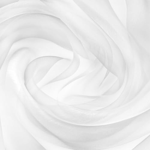 APOMOONS Organza Stoff mit Schere, 1.5m X 2m Tüll Weiß zum Dekorieren Basteln, Durchsichtig Tüll Stoff, Tüllstoff für Hochzeit, Party Tischedeko, Geschenke Deko, Basteln, Gardinenstoff