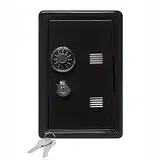 Mini-Metalltresor für Haushaltsversicherungen, vertikaler Autotresor, Schlüsselschrank, Schreibtischdekoration, Sparschwein, kompakt, schwarz, Sicherheitsbox für Wertsachen