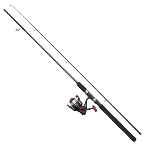 DAM Full Tech Spinning Combo, Süßwasserangler Angelrute Rolle Hecht Barsch Zander Mehr, Starkes Leichtgewicht Vielseitig, Schwarz Grau, 2.10m Mäßig schnelle Rute, 3000er Rolle