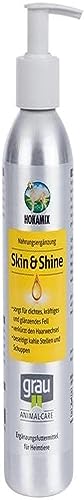 Grau Hokamix Skin & Shine | 250 ml | Ergänzungsfuttermittel für Hunde und Katzen | Mit Omega-Fettsäuren | Kaltgepresstes Öl zur Unterstützung von Haut und Fell | Im Pumpspender